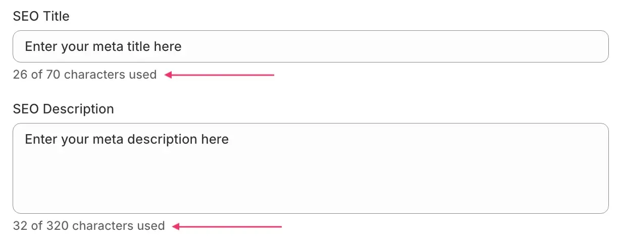 Shopify meta title and description character limit